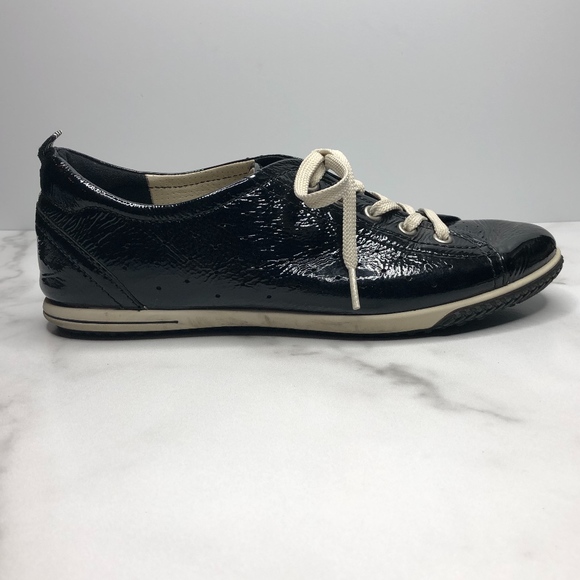 ecco black patent sneakers